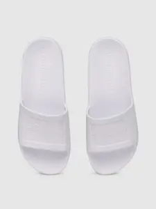 Calvin Klein Men White Self-Design Debossed Sliders