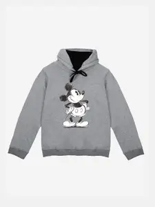YK Disney Boys Grey Printed Hooded Sweatshirt