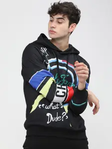 HIGHLANDER Men Black Printed Hooded Sweatshirt