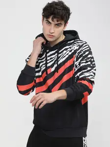 HIGHLANDER Men Black Printed Hooded Sweatshirt