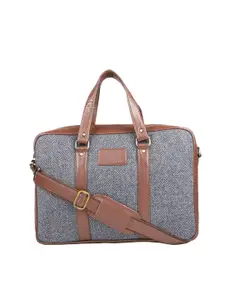 Bagsy Malone Unisex Grey & Brown PU 15 Inch Laptop Bag