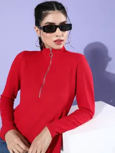 Tokyo Talkies Red Solid Regular Top