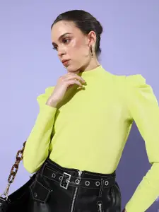Tokyo Talkies Fluorescent Green High Neck Top