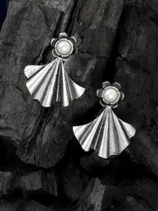 Priyaasi Silver-Toned Floral Studs Earrings