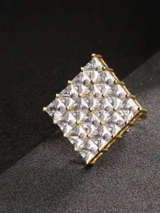 Priyaasi Gold-Plated White AD-Studded Finger Ring