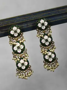 Priyaasi Gold-Plated & Green Handcrafted Contemporary Drop Earrings