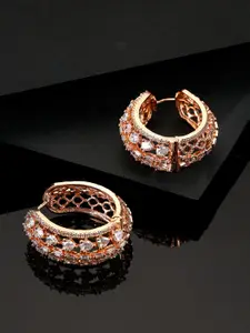 Priyaasi Women Rose Gold Contemporary Hoop Earrings
