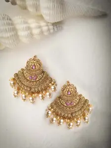 Priyaasi Women Gold-Toned Contemporary Chandbalis Earrings