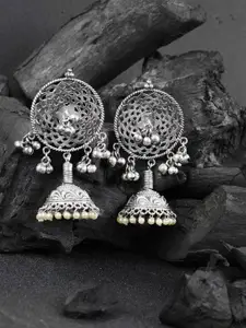 Priyaasi Silver-Plated Contemporary Jhumkas Earrings