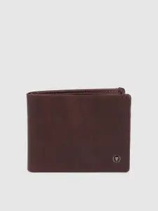 Van Heusen Men Brown Solid Leather Two Fold Wallet