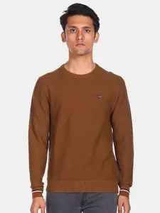 Arrow Sport Men Brown Solid Pullover Sweater