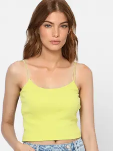 ONLY Women Yellow Solid Crop Top