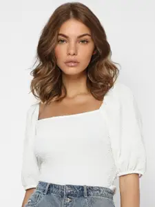 ONLY White Fitted Crop Top