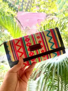 ASTRID Women Multicoloured Woven Design Canvas Two Fold Wallet