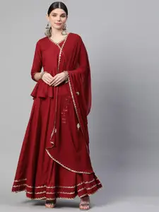 Divena Maroon Ready to Wear Lehenga & Blouse With Dupatta