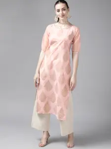 Indo Era Women Pink Block Print Kurta