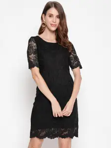 AKIMIA Black Lace Sheath Dress