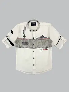 CAVIO Boys White Premium Printed Casual Shirt