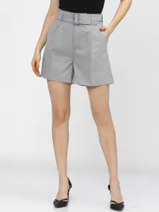 Tokyo Talkies Women Grey Checked Shorts