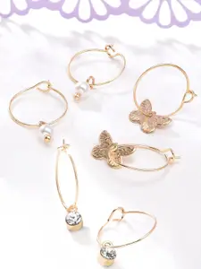 Accessorize London Set Of 3 Butterfly Hoop Earrings