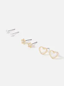 Accessorize London Women Set Of 3 Stud Earrings