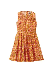 Cub McPaws Girls Yellow Floral Fit & Flare Dress