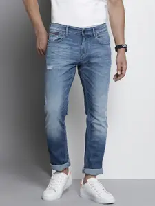 Tommy Hilfiger Men Blue Scanton Slim Fit Mildly Distressed Heavy Fade Stretchable Jeans