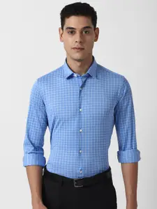 Louis Philippe Sport Men Blue Slim Fit Windowpane Checked Casual Shirt