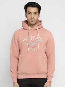 Status Quo Men Pink Printed Hooded Sweatshirt