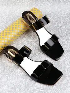 Shoetopia Women Black Solid Block Sandals