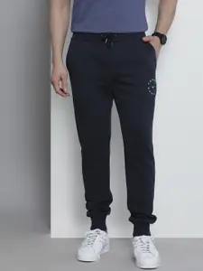 Tommy Hilfiger Men Navy-Blue Brand Logo Printed Regular Joggers