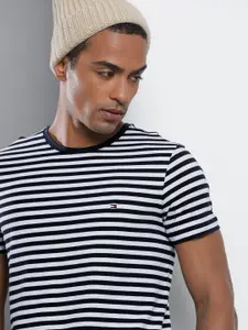 Tommy Hilfiger Men Multicoloured Striped Slim Fit T-shirt