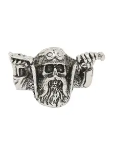 OOMPH Men Silver Stainless Steel Vintage Gothic Bearded Skull Biker Ring