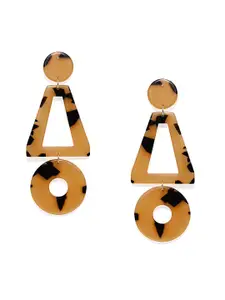 OOMPH Brown Geometric Drop Earrings