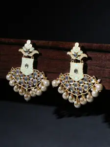 OOMPH Gold-Toned & Sea Green Classic Chandbalis Earrings