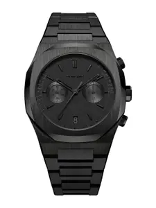 D1 Milano Shadow Chronograph Black Dial Stainless Steel Strap Analogue Men Watch - CHBJSH