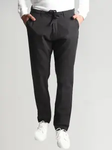Dream of Glory Inc Men Charcoal Grey Relaxed Straight Leg Trousers