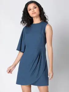 FabAlley Women Blue Crepe A-Line Dress