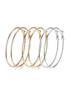 Yellow Chimes Set Of 3 Gold-Plated Silver-Toned Circular Hoop Earrings