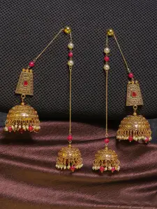 DIVA WALK Gold-Toned Contemporary Jhumkas Earrings