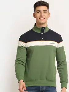 Rodamo Men Green Colourblocked Sweatshirt