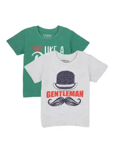 DYCA Boys Pack of 2 Typography Printed T-shirt
