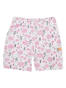 PROTEENS Girls White Floral Printed Cotton Shorts
