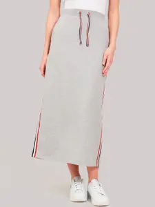 Beverly Hills Polo Club Women Grey Solid Straight Maxi Skirt