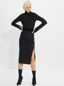 Trendyol Women Black Pencil Midi Skirt