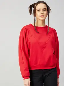 Athena Women Red Fleece Sweatshirt