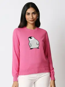 20Dresses Women Pink & White Look At You Cute Printed Pullover