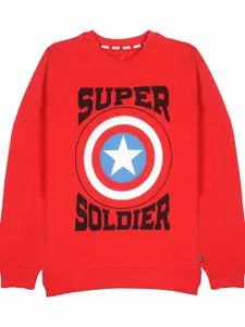 KINSEY Boys Red Captain America Printed Pure Cotton Sweatshirt