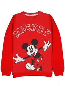 KINSEY Boys Red Mickey Mouse Printed Pure Cotton Sweatshirt