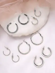 BEWITCHED Silver-Toned Set of 5 Contemporary Hoop Earrings
